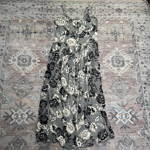 Amuse society Floral Black and White Women's maxi Dress sz medium button down